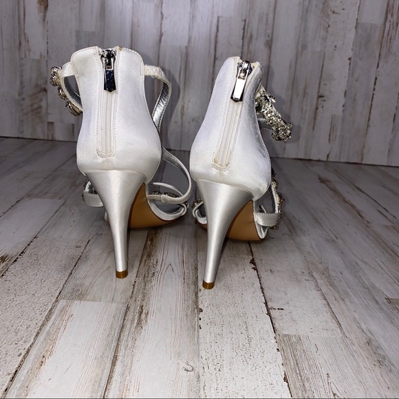 Women’s Satin Rhinestone Stiletto Heels - Picture 5 of 6